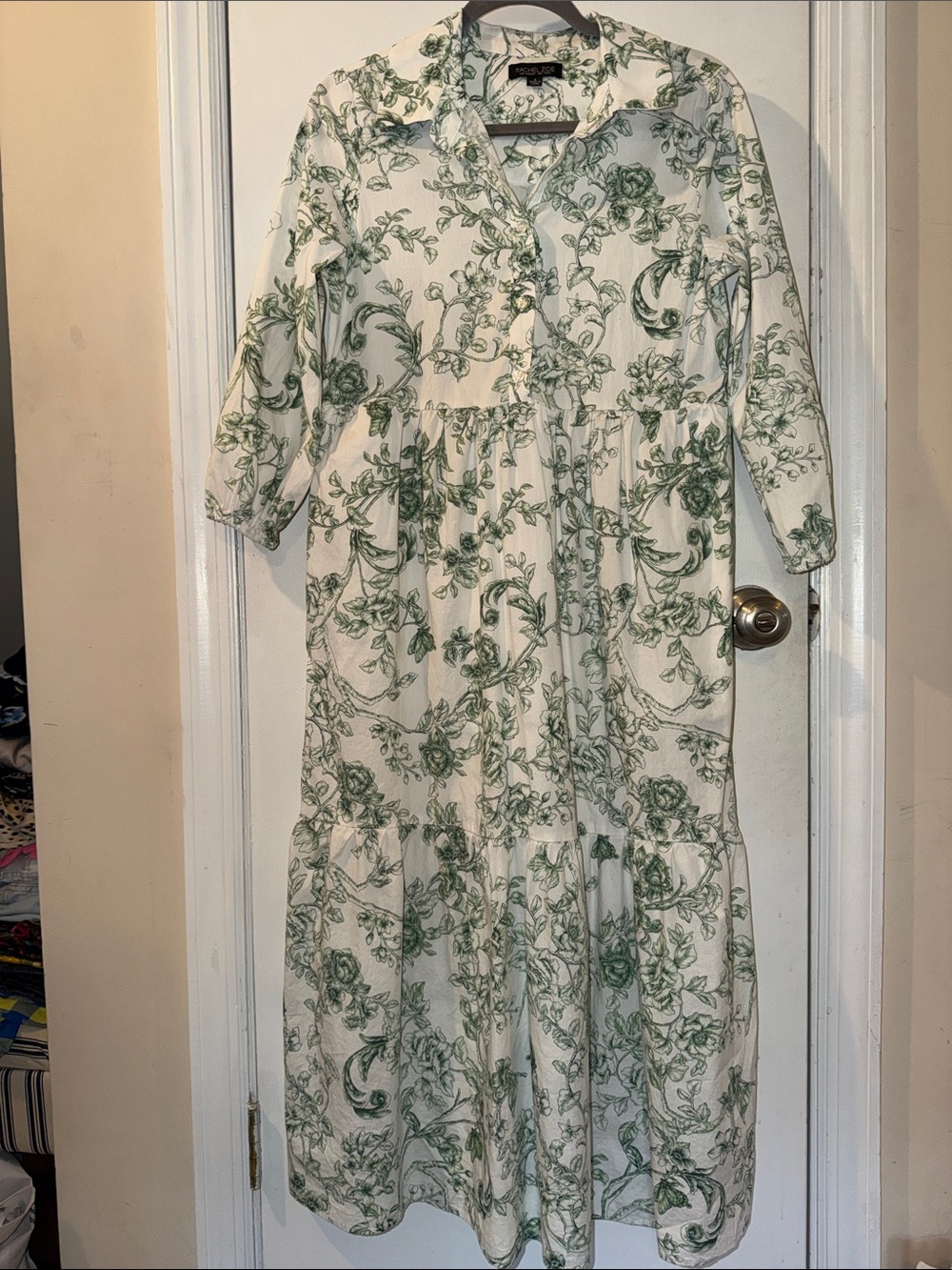 Rachel Zoe Green and White Floral Blouse
